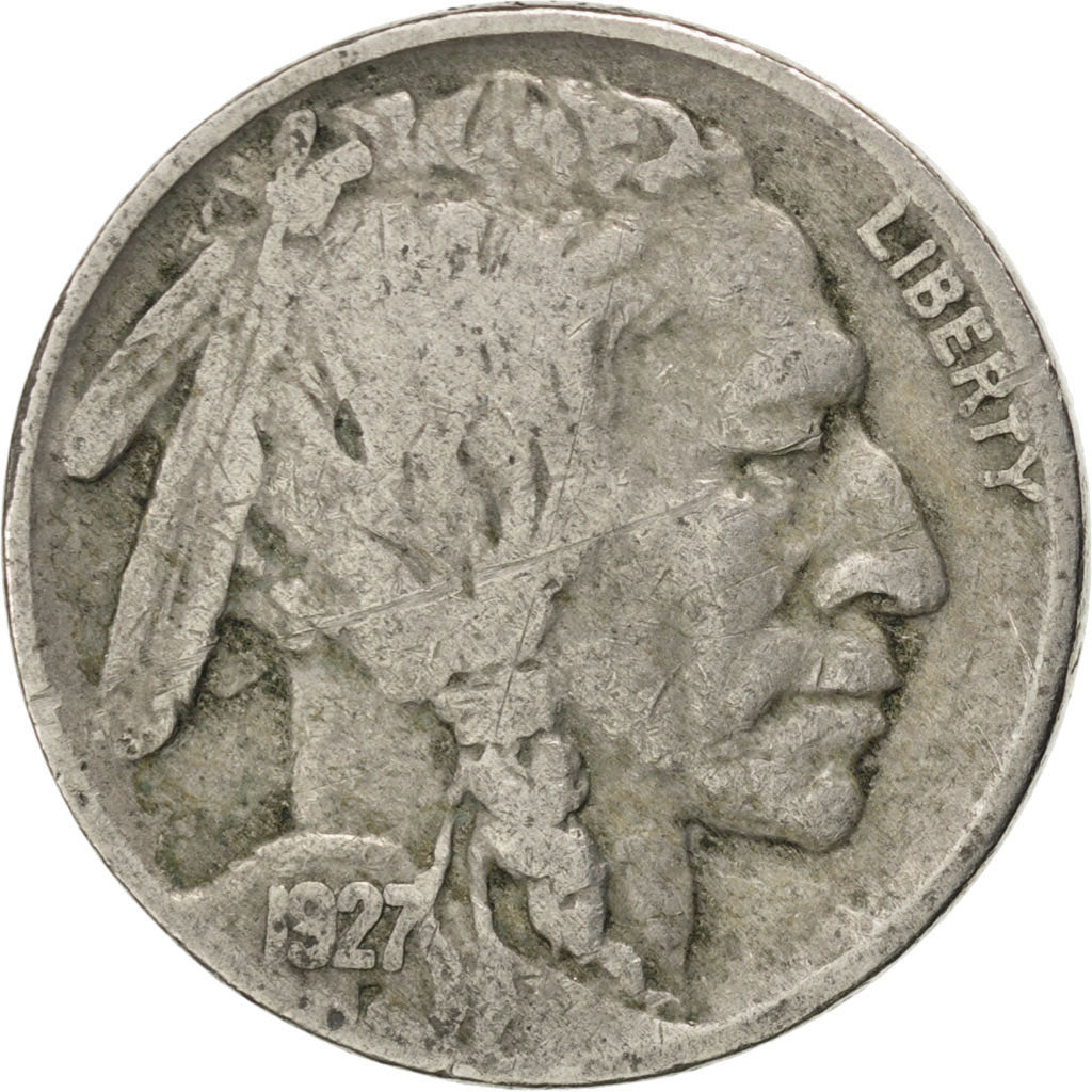 UNITED STATES, Buffalo Nickel, 5 Cents, 1927, U.S. Mint, KM #134, VF(30-35),...