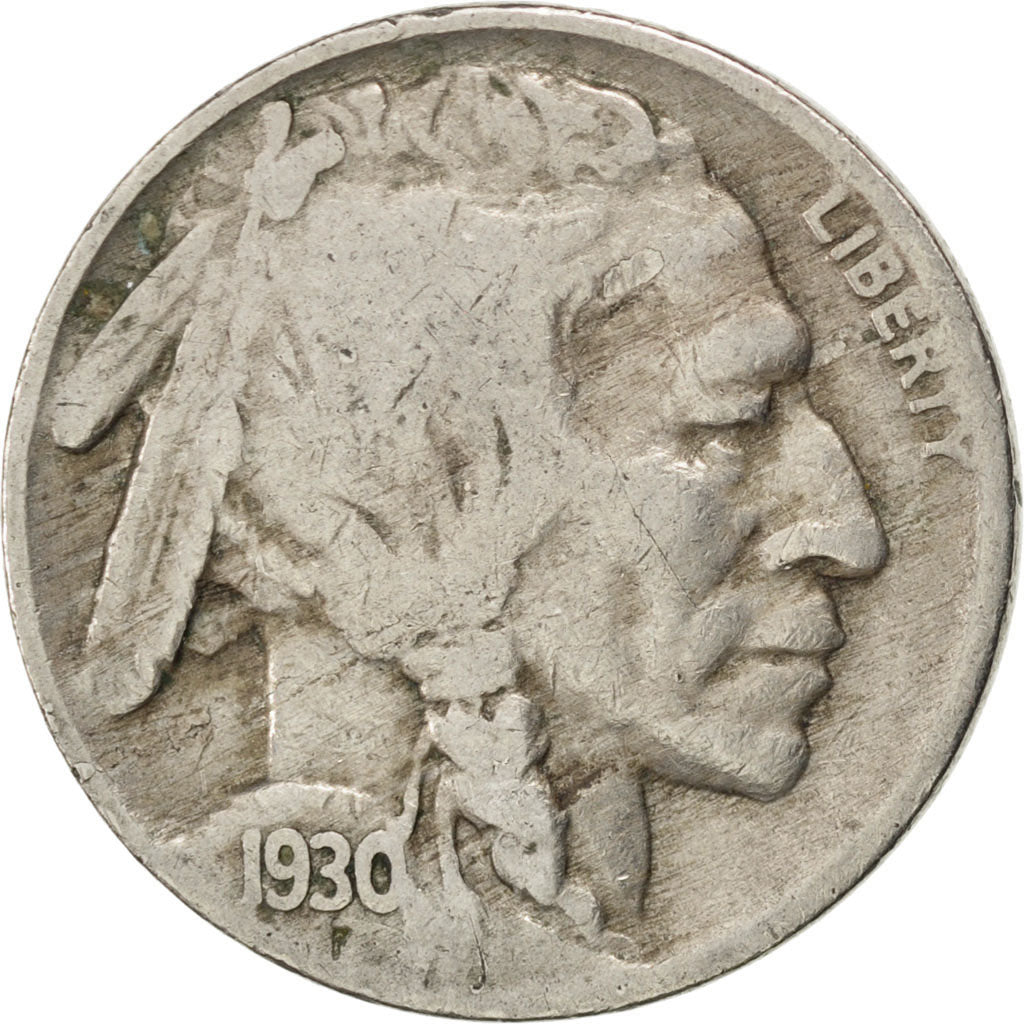 UNITED STATES, Buffalo Nickel, 5 Cents, 1930, U.S. Mint, KM #134, VF(20-25),...