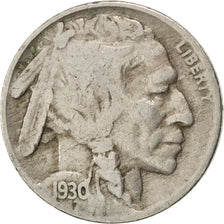 UNITED STATES, Buffalo Nickel, 5 Cents, 1930, U.S. Mint, KM #134, VF(20-25),...