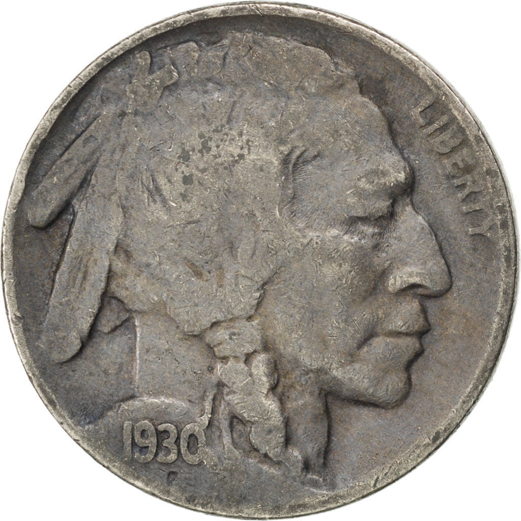 UNITED STATES, Buffalo Nickel, 5 Cents, 1930, U.S. Mint, KM #134, VF(30-35),...
