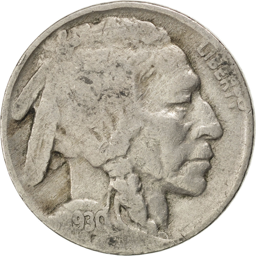 UNITED STATES, Buffalo Nickel, 5 Cents, 1930, U.S. Mint, KM #134, VF(20-25),...