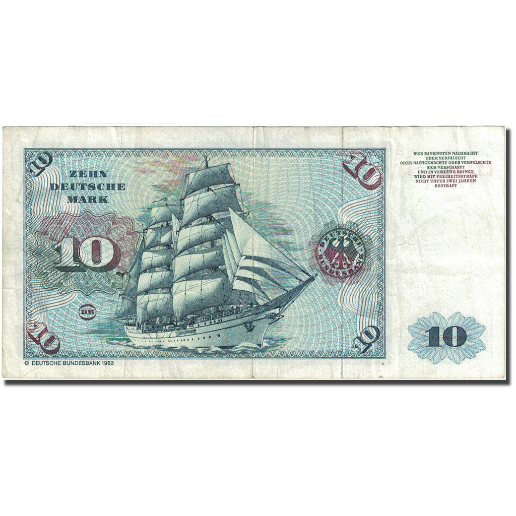 Geldschein, Bundesrepublik Deutschland, 10 Deutsche Mark, 1980, 1980-01-02