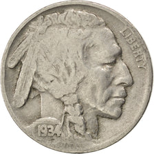 UNITED STATES, Buffalo Nickel, 5 Cents, 1934, U.S. Mint, KM #134, VF(30-35),...