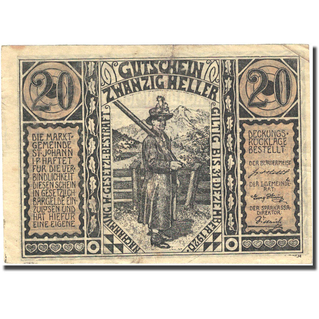 Banknote, Austria, Sankt Johann im Pongau, 20 Heller, Grotte, 1920, 1920-12-31