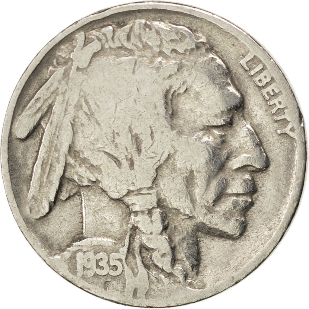 UNITED STATES, Buffalo Nickel, 5 Cents, 1935, U.S. Mint, KM #134, VF(20-25),...