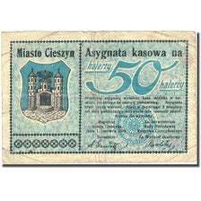 Banknote, Poland, Cieszyn, 50 Heller, Blason, 1919, 1919-06-01, VF(20-25)