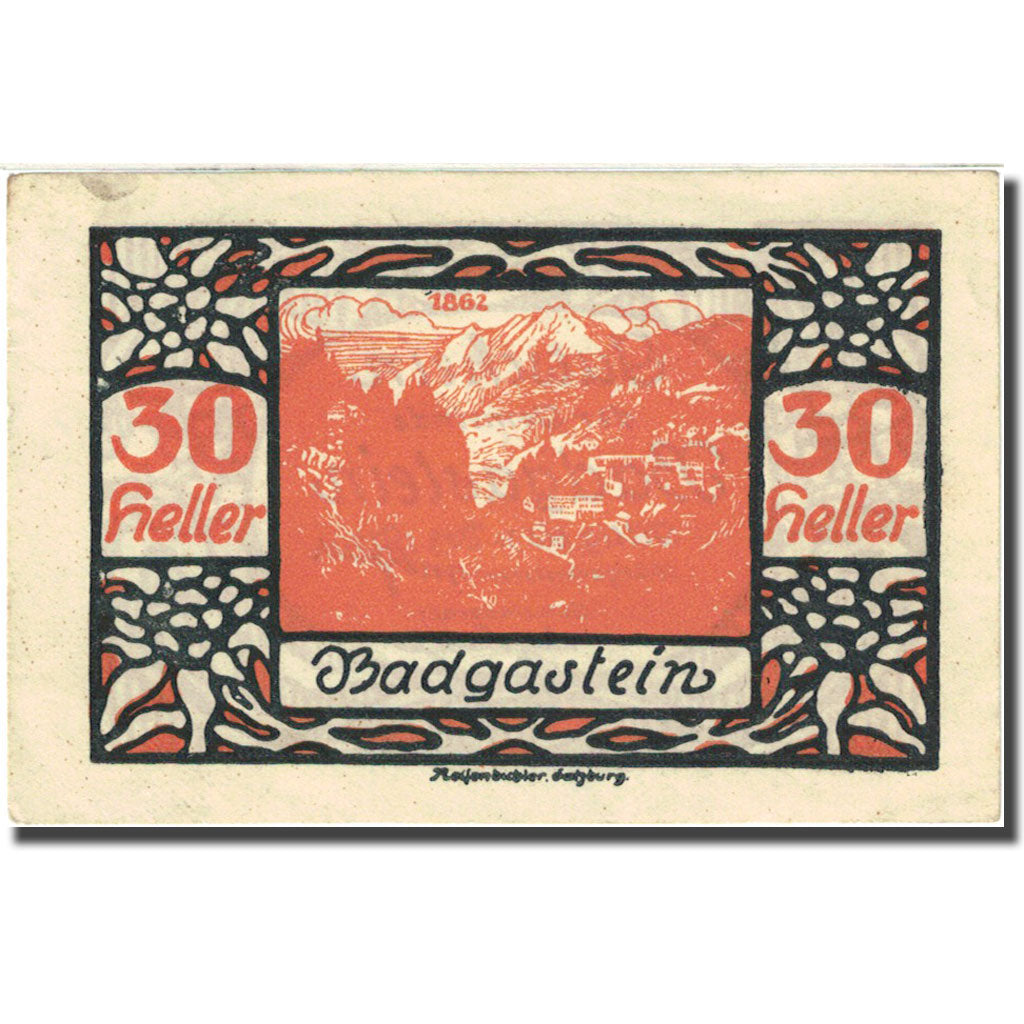 Banknote, Austria, Bad Gastein, 30 Heller, montagne, 1920, 1920-12-31, EF(40-45)