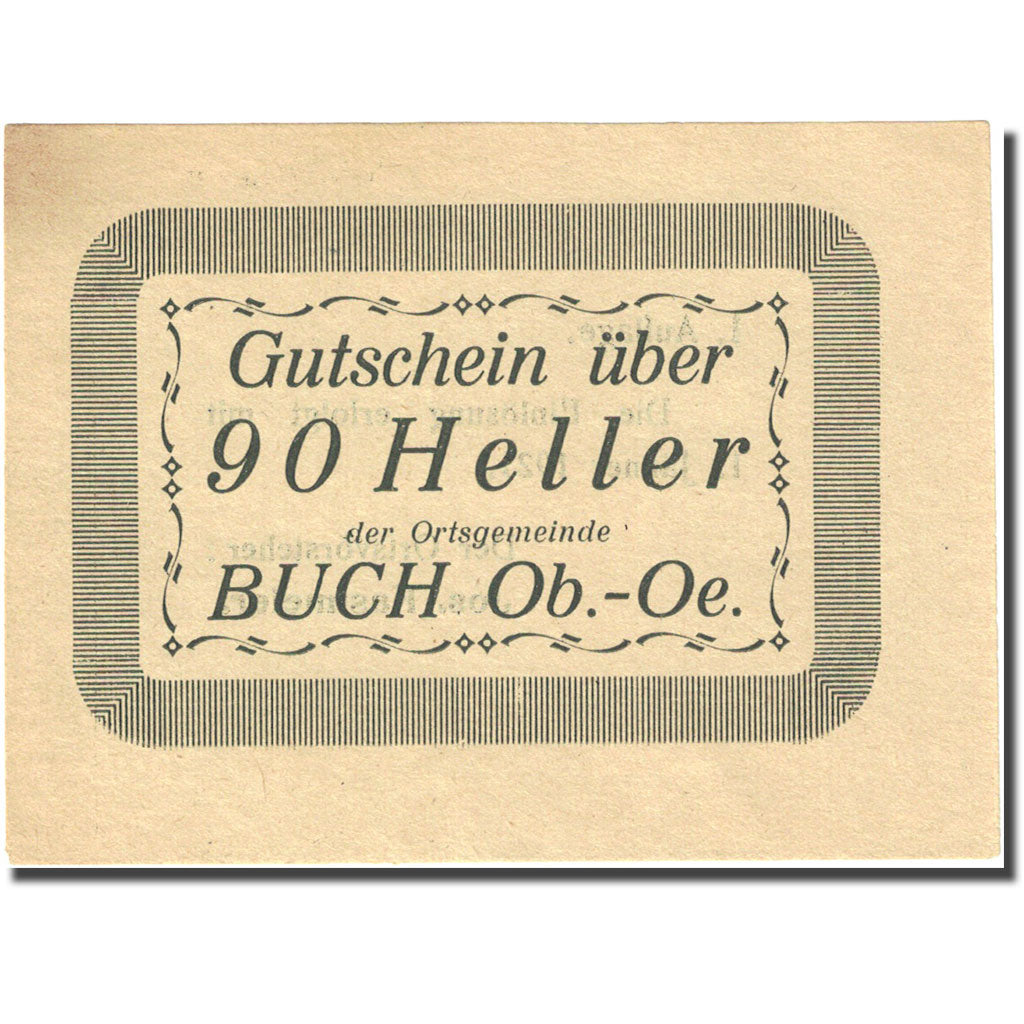 Banknote, Austria, Buch, 90 Heller, valeur faciale 1921-01-01 black AU(55-58)