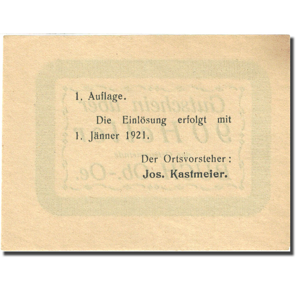 Banknote, Austria, Buch, 90 Heller, valeur faciale 1921-01-01 black AU(55-58)