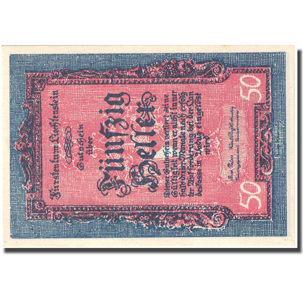 Banknote, Liechtenstein, Liechtenstein, 50 Heller, village, 1920, 1920-12-31