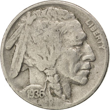 UNITED STATES, Buffalo Nickel, 5 Cents, 1936, U.S. Mint, KM #134, VF(30-35),...
