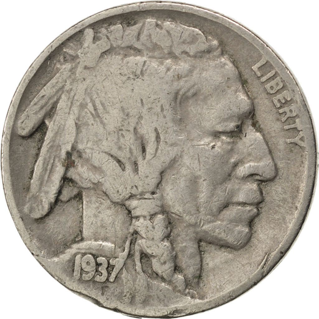 UNITED STATES, Buffalo Nickel, 5 Cents, 1937, U.S. Mint, KM #134, VF(20-25),...