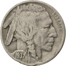 UNITED STATES, Buffalo Nickel, 5 Cents, 1937, U.S. Mint, KM #134, VF(20-25),...