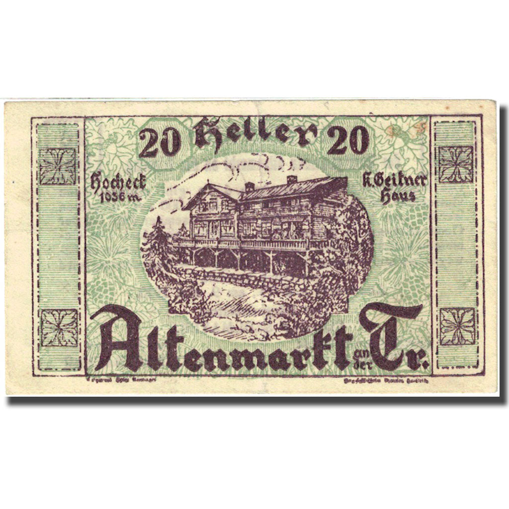 Banknote, Austria, Altenmarkt  an der Triesting, 20 Heller, gare, 1920