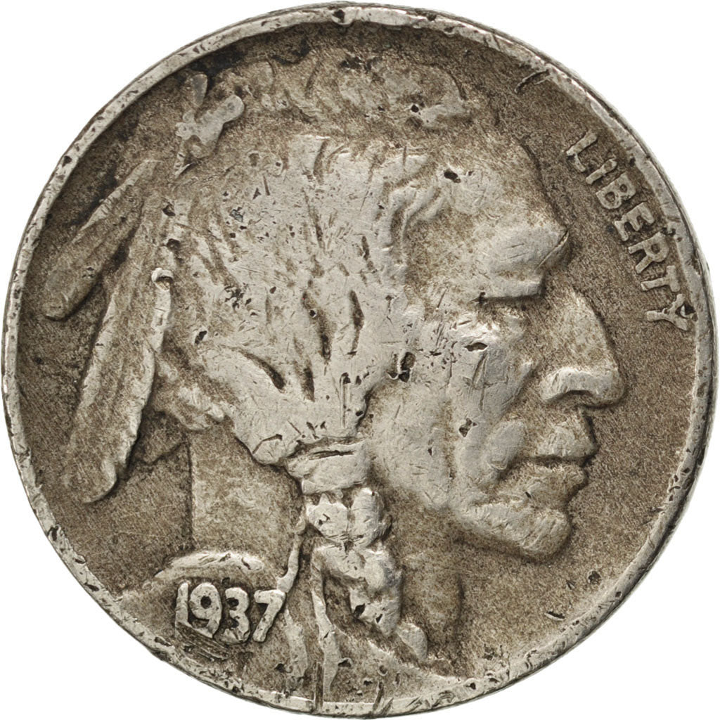 UNITED STATES, Buffalo Nickel, 5 Cents, 1937, U.S. Mint, KM #134, VF(20-25),...