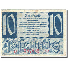 Banknote, Germany, Württemberg, 10 Pfennig château 1947-10 Mehl: WTB 43b