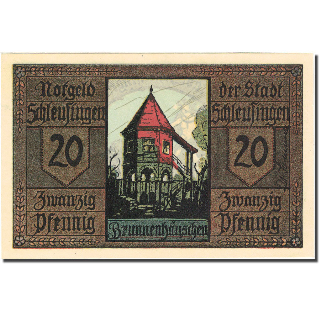 Banknote, Germany, Schleusingen, 20 Pfennig, personnage, 1921, Undated (1921)