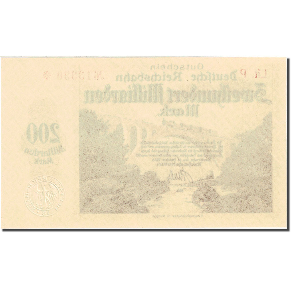 Banknote, Germany, Karlsruhe, 200 Milliarden Mark, chemin de fer, 1923