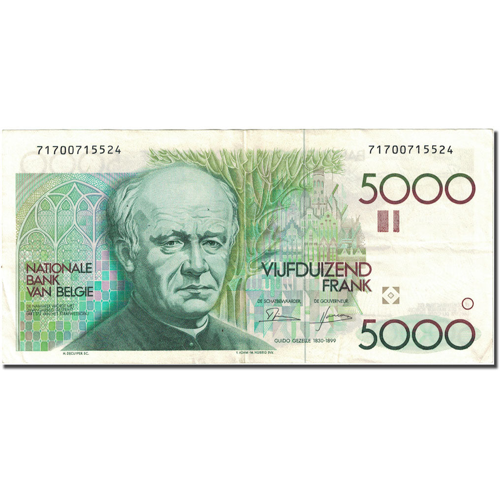 Banknote, Belgium, 5000 Francs, 1982, Undated (1982-1992), KM:145a, AU(50-53)