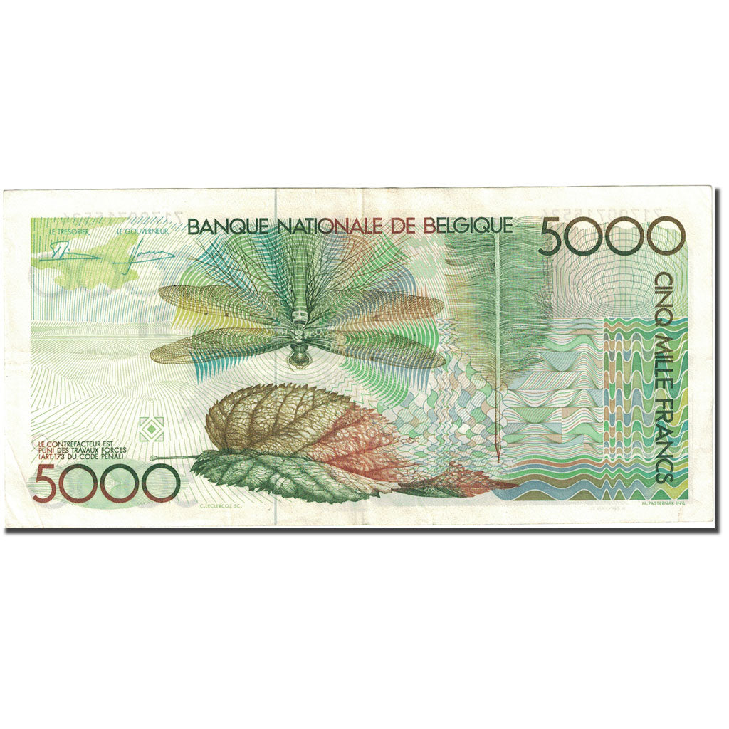 Banknote, Belgium, 5000 Francs, 1982, Undated (1982-1992), KM:145a, AU(50-53)
