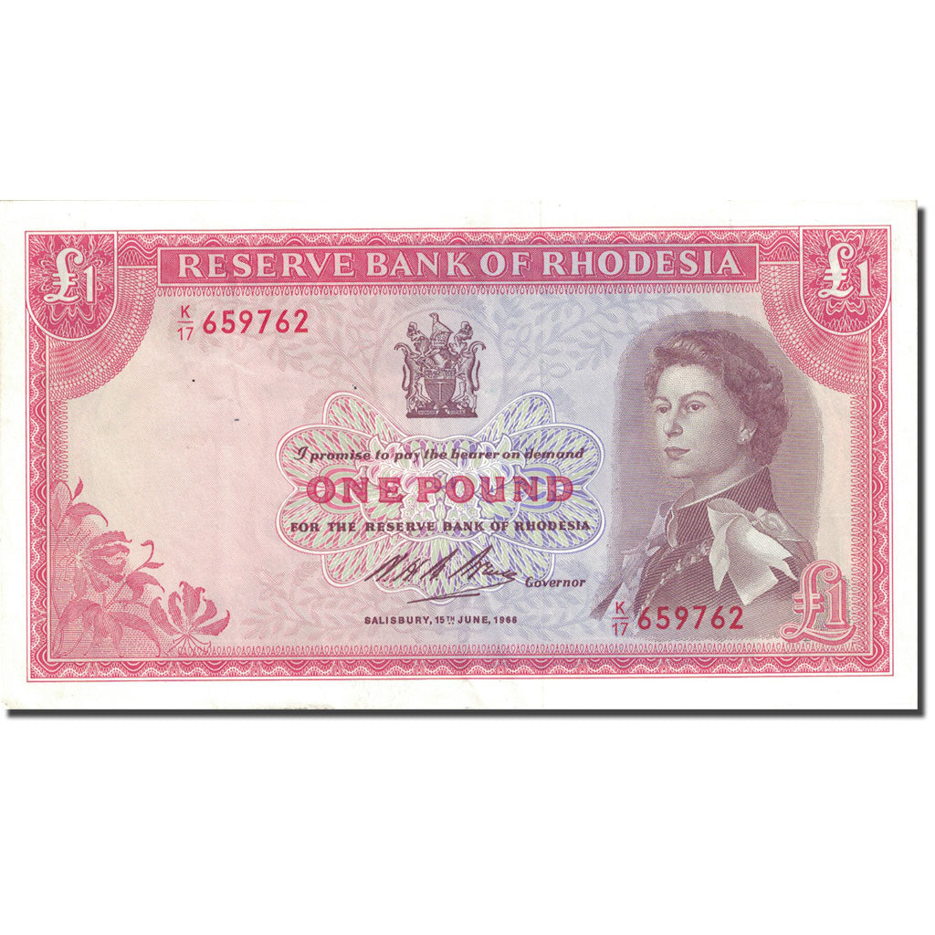 Banknote, Rhodesia, 1 Pound, 1966, 1966-06-15, KM:28a, AU(55-58)