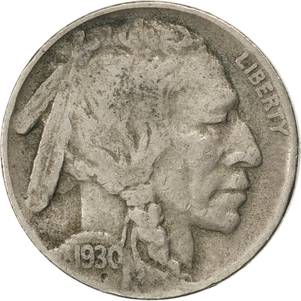 UNITED STATES, Buffalo Nickel, 5 Cents, 1930, U.S. Mint, KM #134, VF(30-35),...