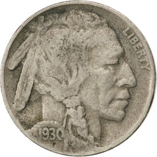 UNITED STATES, Buffalo Nickel, 5 Cents, 1930, U.S. Mint, KM #134, VF(30-35),...