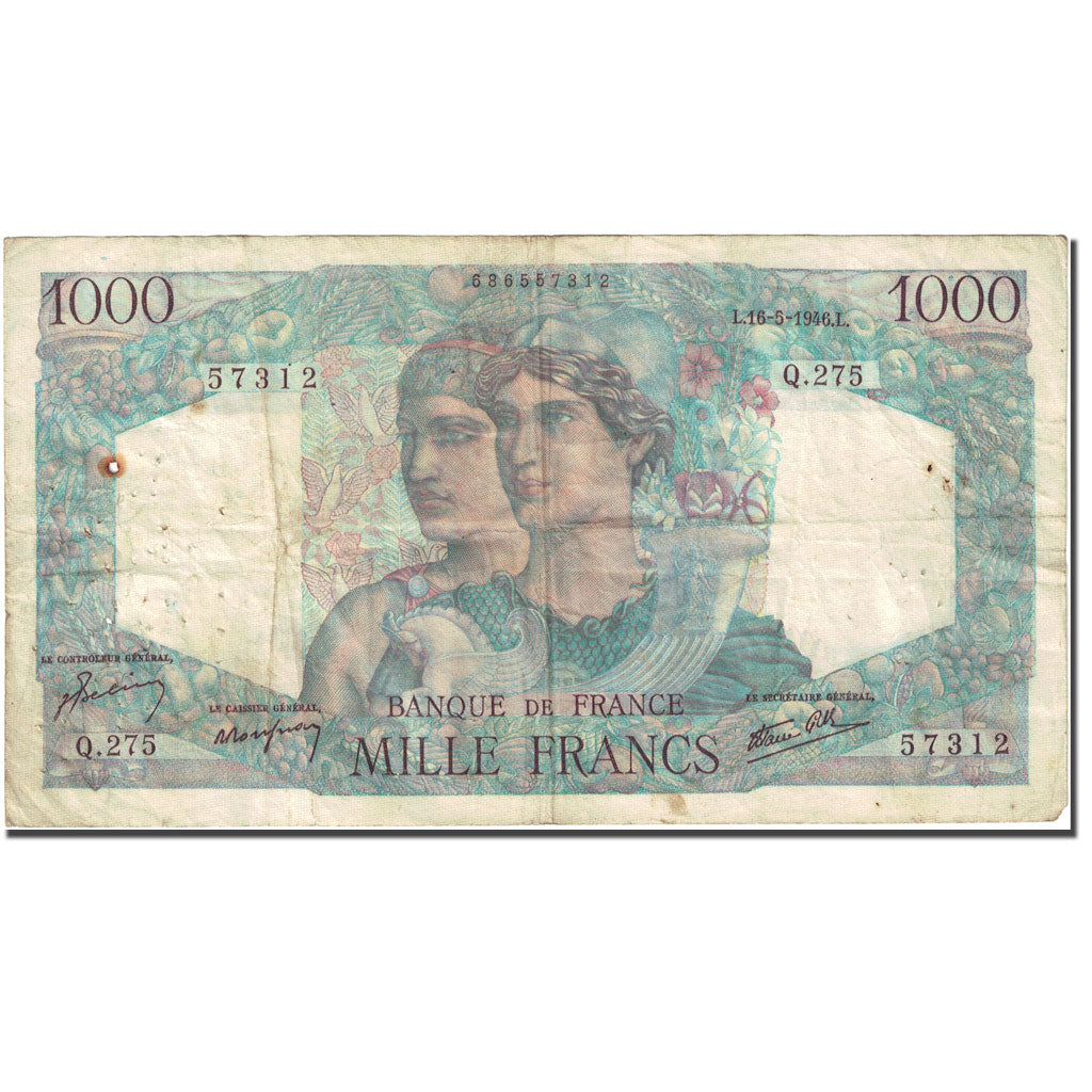 France, 1000 Francs Minerve et Hercule 1945, 1946-05-16 Fay 41.14 KM 130a