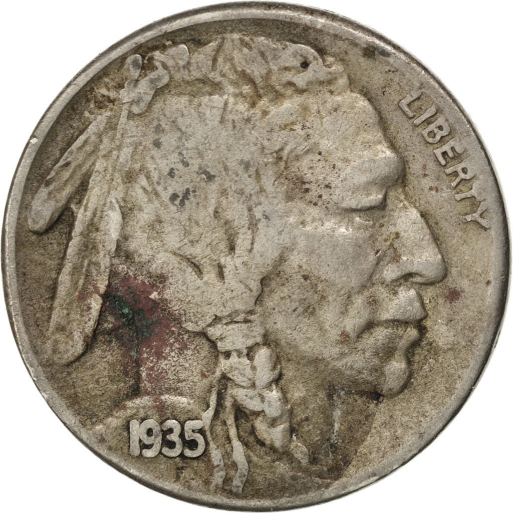 UNITED STATES, Buffalo Nickel, 5 Cents, 1935, U.S. Mint, KM #134, VF(30-35),...