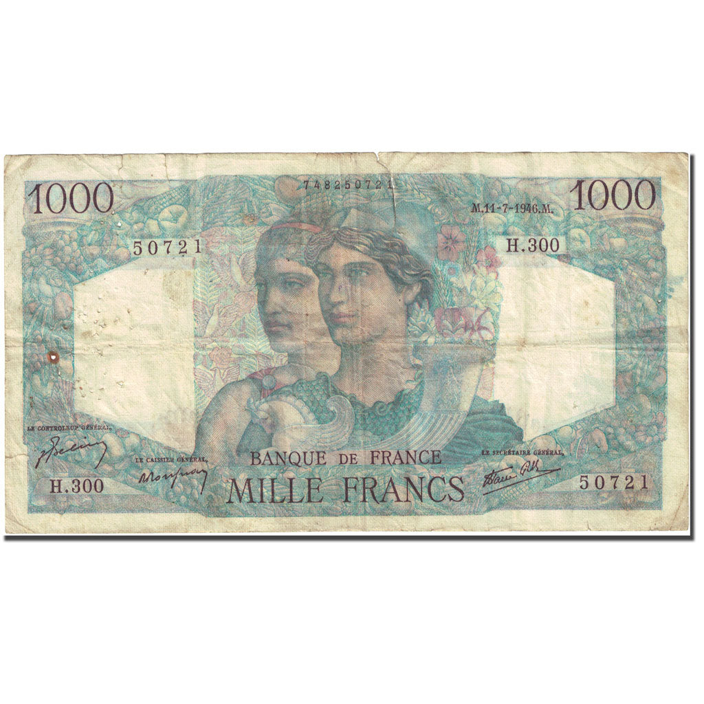 Francia, 1000 Francs Minerve et Hercule 1945, 1946-07-11 Fay 41.15 Km 130a