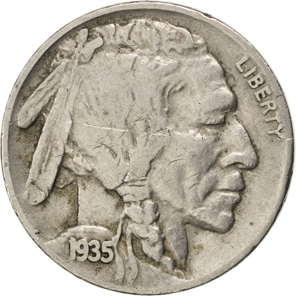 UNITED STATES, Buffalo Nickel, 5 Cents, 1935, U.S. Mint, KM #134, VF(30-35),...