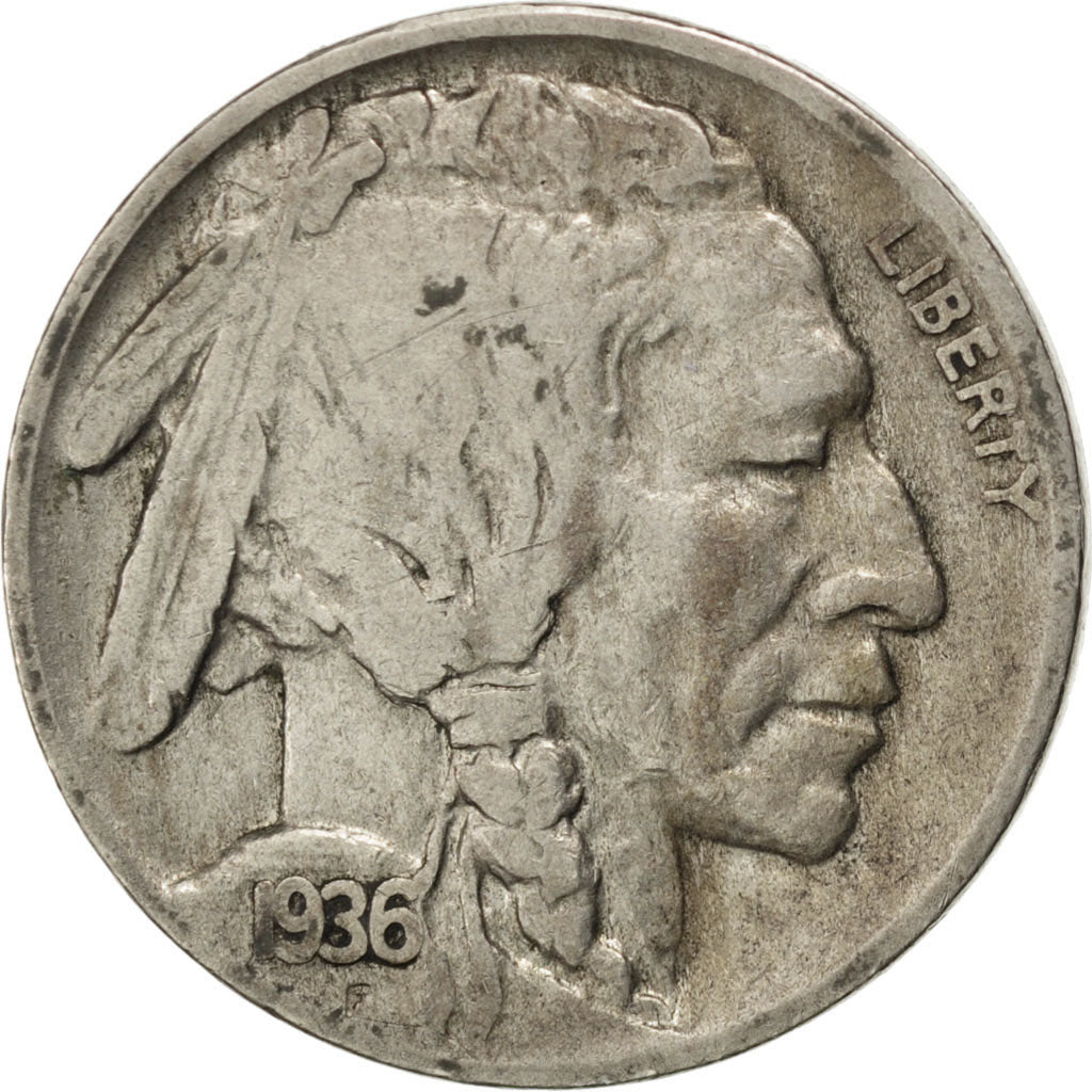 UNITED STATES, Buffalo Nickel, 5 Cents, 1936, U.S. Mint, KM #134, VF(30-35),...