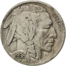 UNITED STATES, Buffalo Nickel, 5 Cents, 1936, U.S. Mint, KM #134, VF(30-35),...