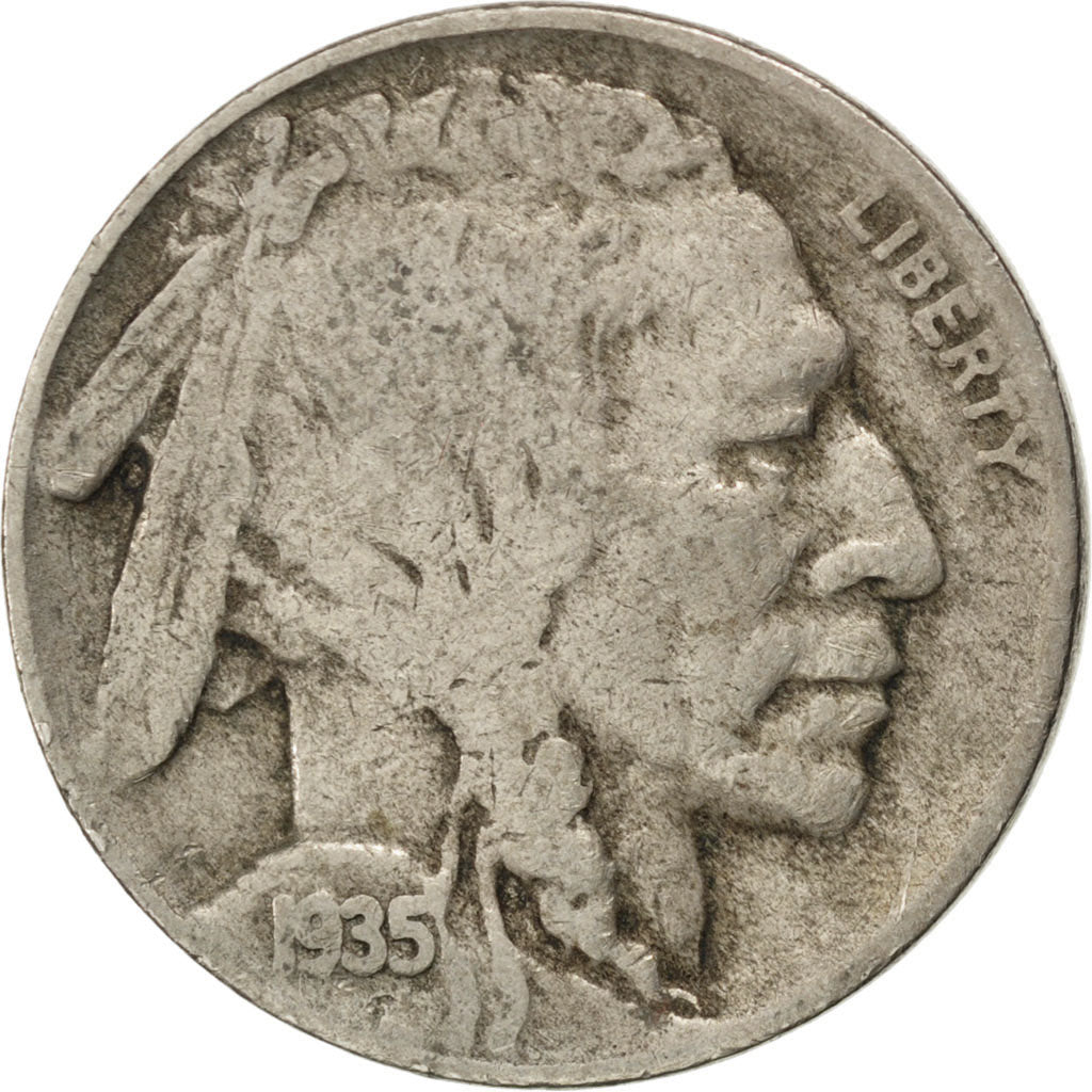 UNITED STATES, Buffalo Nickel, 5 Cents, 1935, U.S. Mint, KM #134, VF(20-25),...