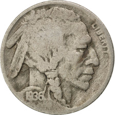 UNITED STATES, Buffalo Nickel, 5 Cents, 1936, U.S. Mint, KM #134, VF(20-25),...