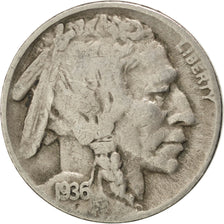 UNITED STATES, Buffalo Nickel, 5 Cents, 1936, U.S. Mint, KM #134, VF(30-35),...