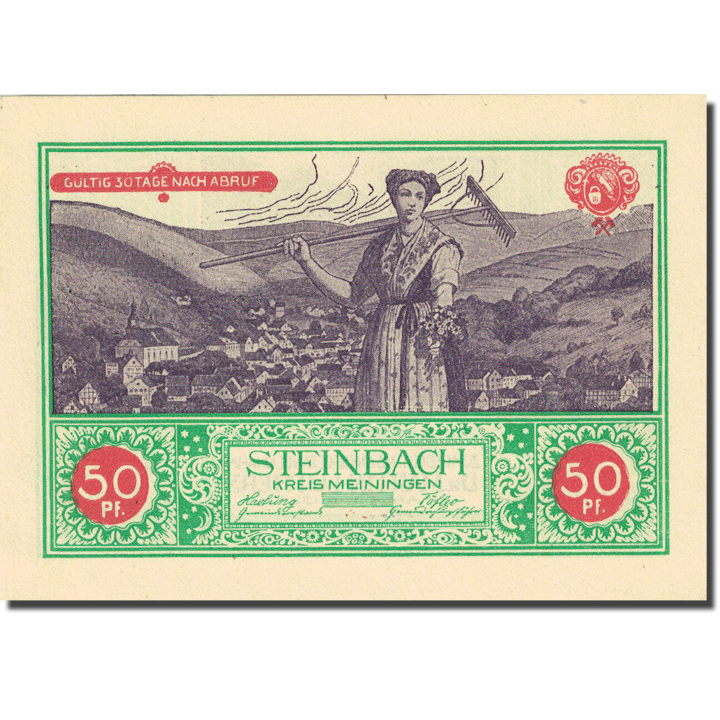 Banknote, Germany, Steinbach, 50 Pfennig Monument 1922 UNC(60-62) Mehl 1261.1b