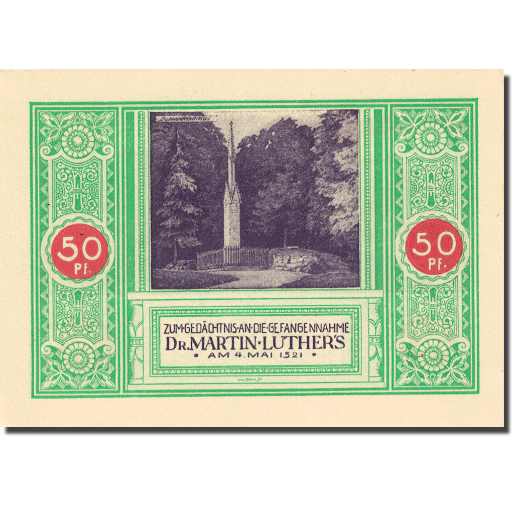 Banknote, Germany, Steinbach, 50 Pfennig Monument 1922 UNC(60-62) Mehl 1261.1b