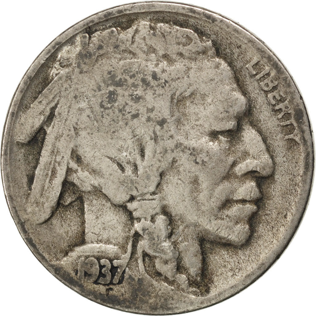 UNITED STATES, Buffalo Nickel, 5 Cents, 1937, U.S. Mint, KM #134, VF(20-25),...