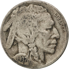 UNITED STATES, Buffalo Nickel, 5 Cents, 1937, U.S. Mint, KM #134, VF(20-25),...