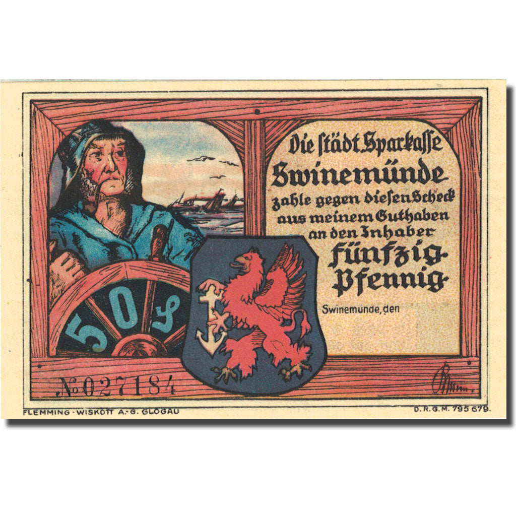 Banknote, Germany, Swinemünde, 50 Pfennig, Port, 1922, UNC(63), Mehl:1306.1B