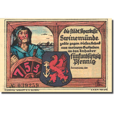 Banconote, Germania, Swinemünde, 75 Pfennig, Port, 1922, SPL, Mehl:1306.1b