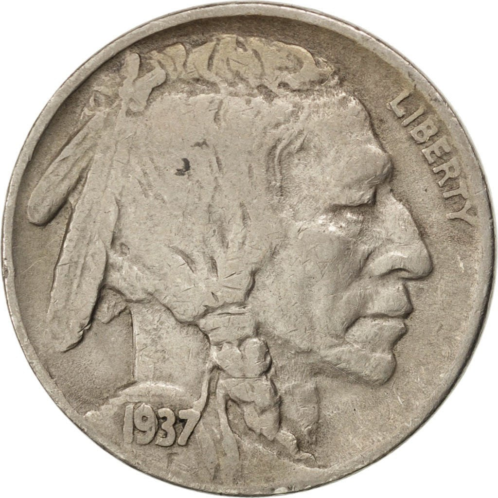 UNITED STATES, Buffalo Nickel, 5 Cents, 1937, U.S. Mint, KM #134, EF(40-45),...