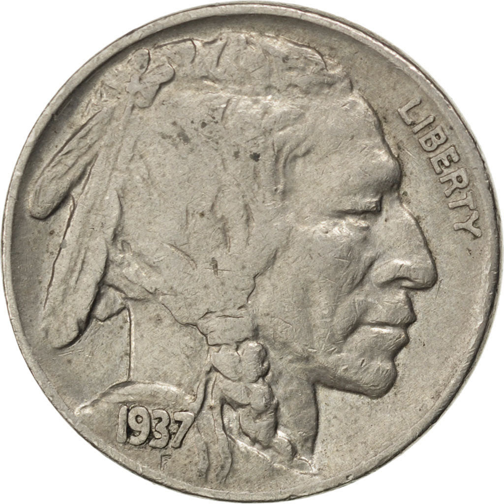 UNITED STATES, Buffalo Nickel, 5 Cents, 1937, U.S. Mint, KM #134, EF(40-45),...