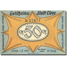 Banknote, Germany, Cleve, 50 Pfennig, Forêt, 1921, EF(40-45), Mehl:231.1