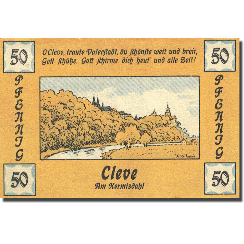 Banknote, Germany, Cleve, 50 Pfennig, Forêt, 1921, EF(40-45), Mehl:231.1