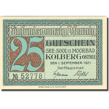Banknote, Germany, Kolberg, 25 Pfennig, Piscine 1921-09-01 UNC(63) Mehl 737.2