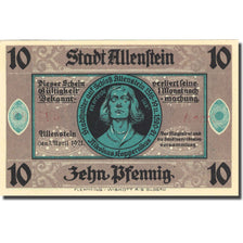 Banknote, Germany, Allenstein, 10 Pfennig, personnage, 1921 UNC (63) Mehl 13.1