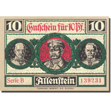 Banknote, Germany, Allenstein, 10 Pfennig, personnage 1, 1921 UNC (63) Mehl 13.2