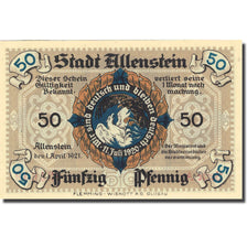 Banknote, Germany, Allenstein, 50 Pfennig, château 1921-04-01 UNC(63) Mehl 13.1